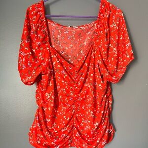 Reitmans Red Floral Blouse